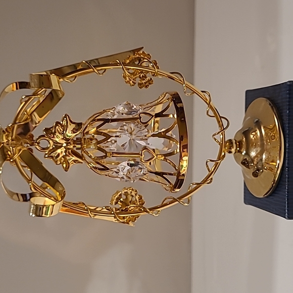 24k gold plated crystal temptation Christmas Ornament bell 5.5" - Picture 3 of 10